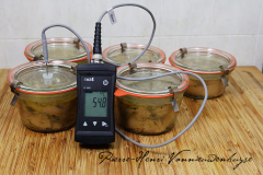 Fin de cuisson Foie gras de canard mi cuit en pot Weck en four vapeur basse température
