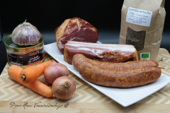 Ingrédients Lentilles vertes de Lorraine au cochon fumé dans les Vosges