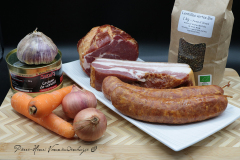 Ingrédients Lentilles vertes de Lorraine au cochon fumé dans les Vosges