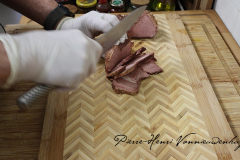 Taillage du hachis der boeuf au couteau