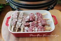 Brochette d'aiguillettes de canard et saucisse au magret de canard