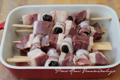 Brochette de magret de canard et pruneaux