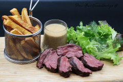 Onglet de boeuf sauce poivre vert